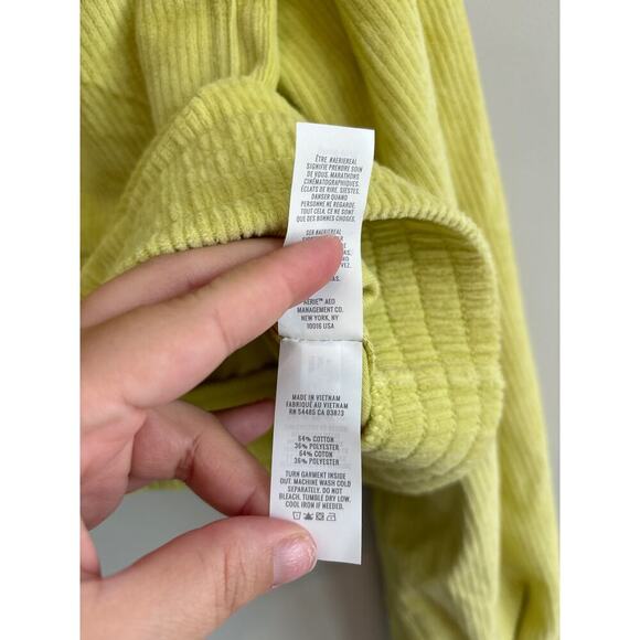 NWT Aerie Corduroy Zip Up Bomber Jacket Neon Green Size XL - Picture 3 of 5